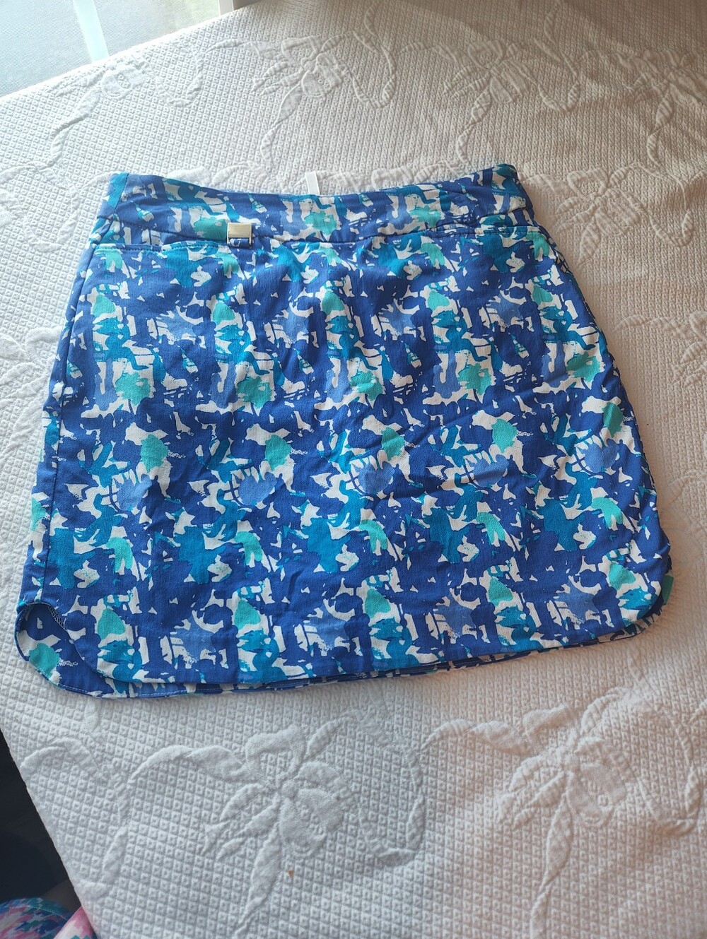 Lulu-B Blue & Aqua Abstract Print Mini Skirt